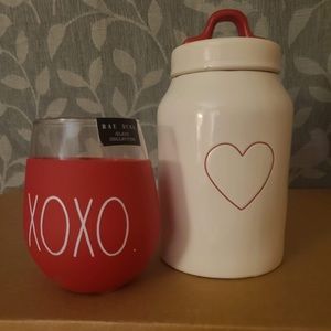 Rae Dunn glass and canister